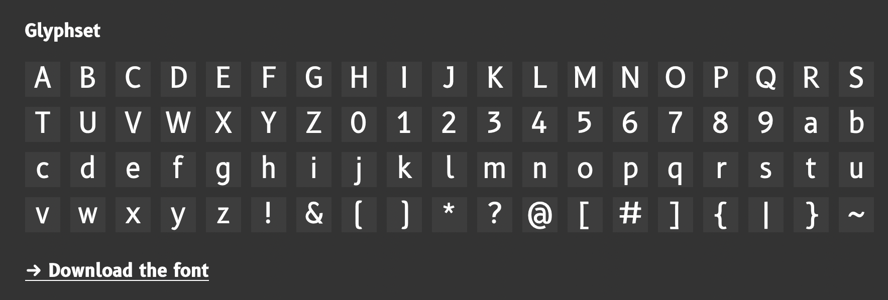 All the letters of the B612 font.