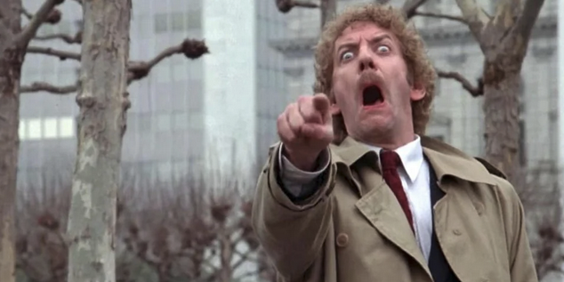 Donald Sutherland from Invasion of the Body Snatchers pointing a finger.... at you.