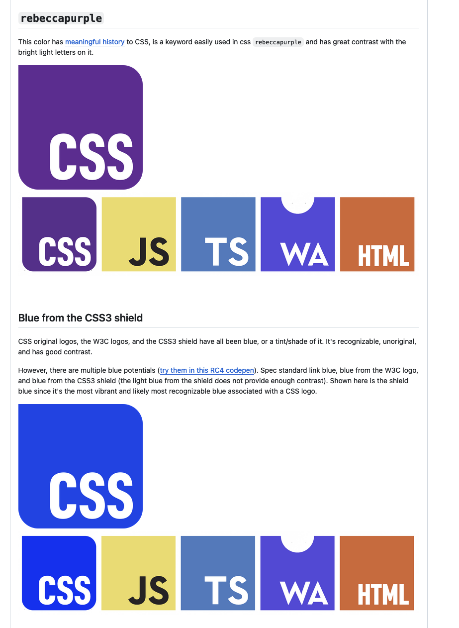 Screenshot showing two colors of the same style of a new CSS (and JS, etc.) logo.